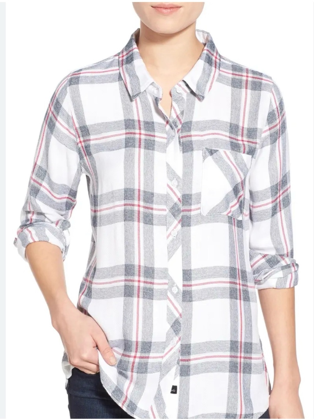 Rails Hunter Plaid Button Front Shirt
Size Large | NWOT | Ivory Multi Plaid
